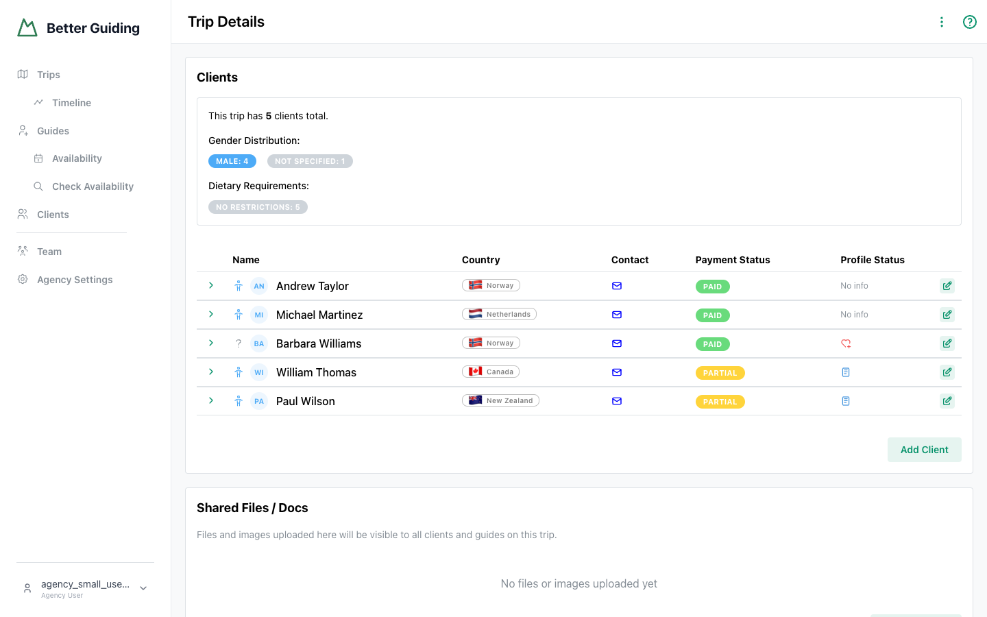 Clear Client Info for Guides